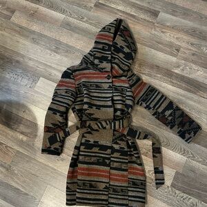 Patterned Hooded Women's Coat